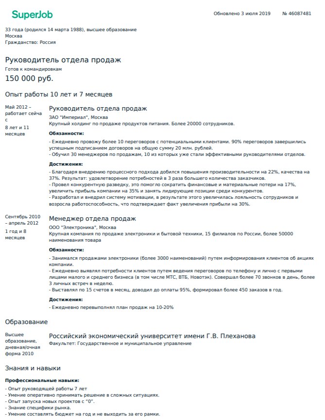 Резюме руководителя проекта по праздничному оформлению города